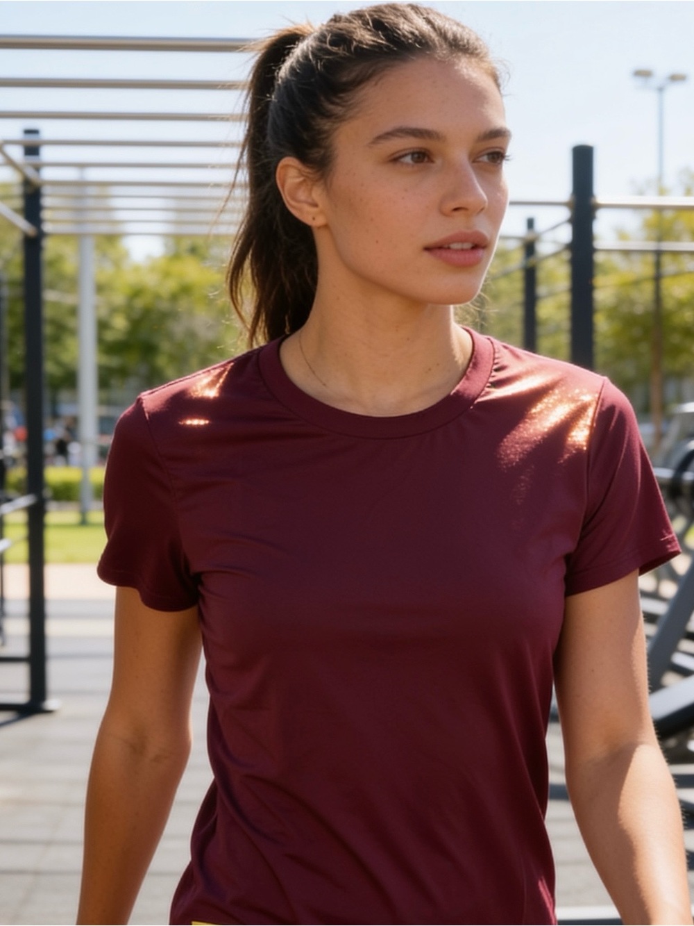 Daisy Women's Crewneck Performance Wicking Tee - Burgundy NWT